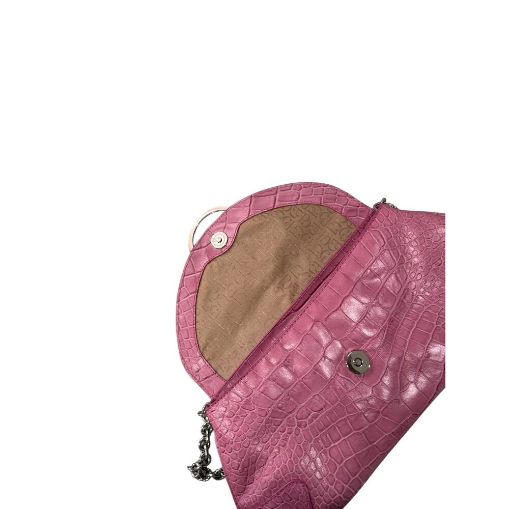 Vintage Y2K Style Pink Leather Croc Embossed Baguette Small Mini Shoulder Bag - Picture 10 of 10
